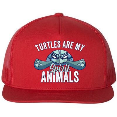 Turtle Are My Spirit Animals Gift For Turtle Lover Flat Bill Trucker Hat