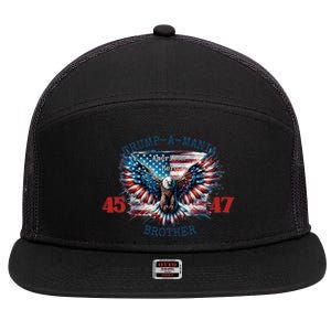 Trump A Mania 2024 Brother 45 47 7 Panel Mesh Trucker Snapback Hat