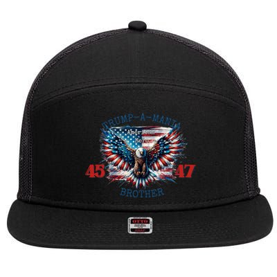 Trump A Mania 2024 Brother 45 47 7 Panel Mesh Trucker Snapback Hat