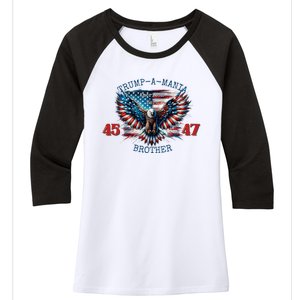 Trump A Mania 2024 Brother 45 47 Women's Tri-Blend 3/4-Sleeve Raglan Shirt