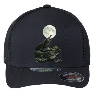 Three Alligator Moon Flexfit Unipanel Trucker Cap
