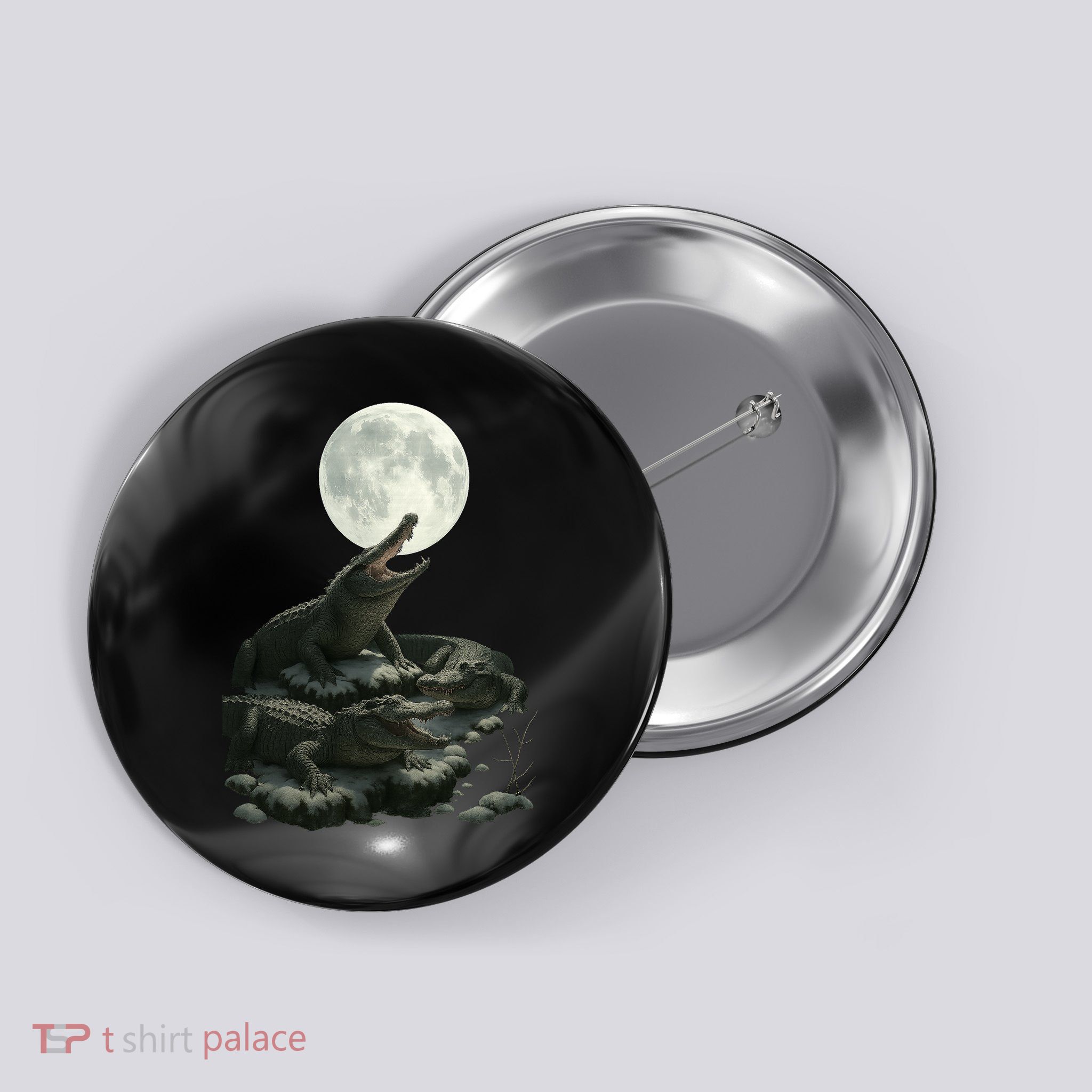Three Alligator Moon Button