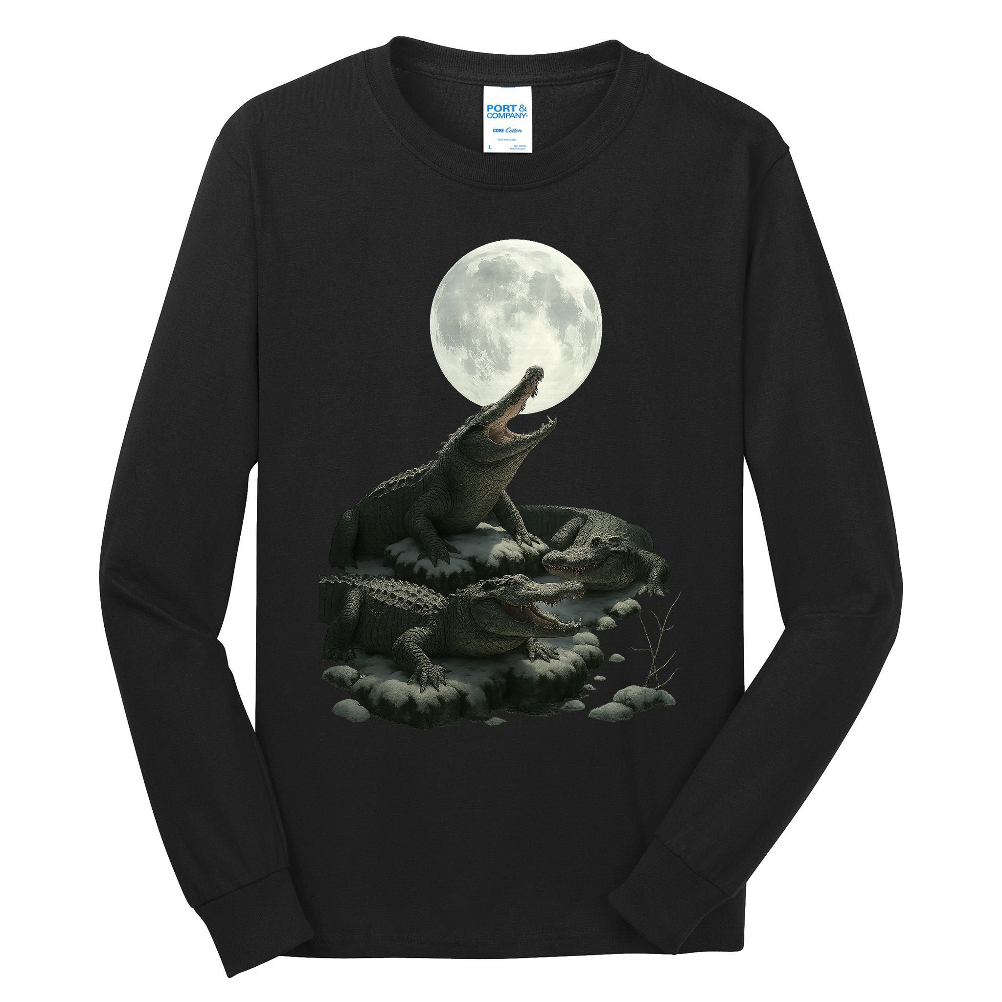 Three Alligator Moon Tall Long Sleeve T-Shirt