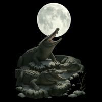Three Alligator Moon Magnet
