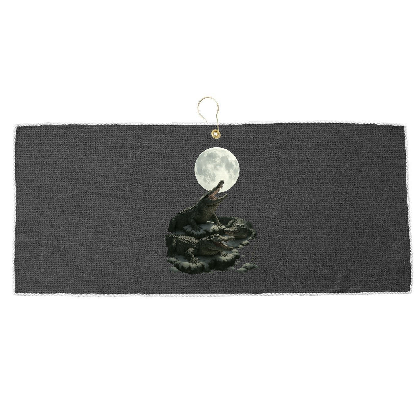 Three Alligator Moon Large Microfiber Waffle Golf Towel