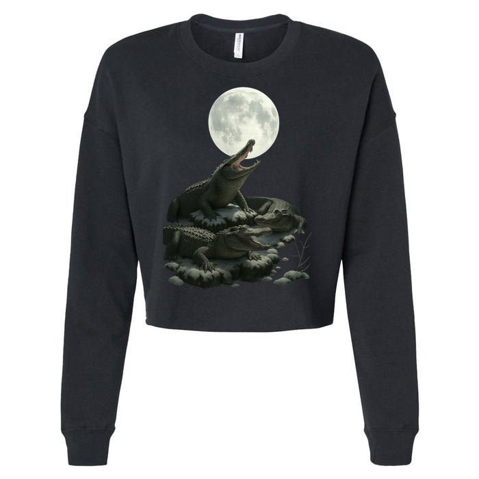 Three Alligator Moon Cropped Pullover Crew