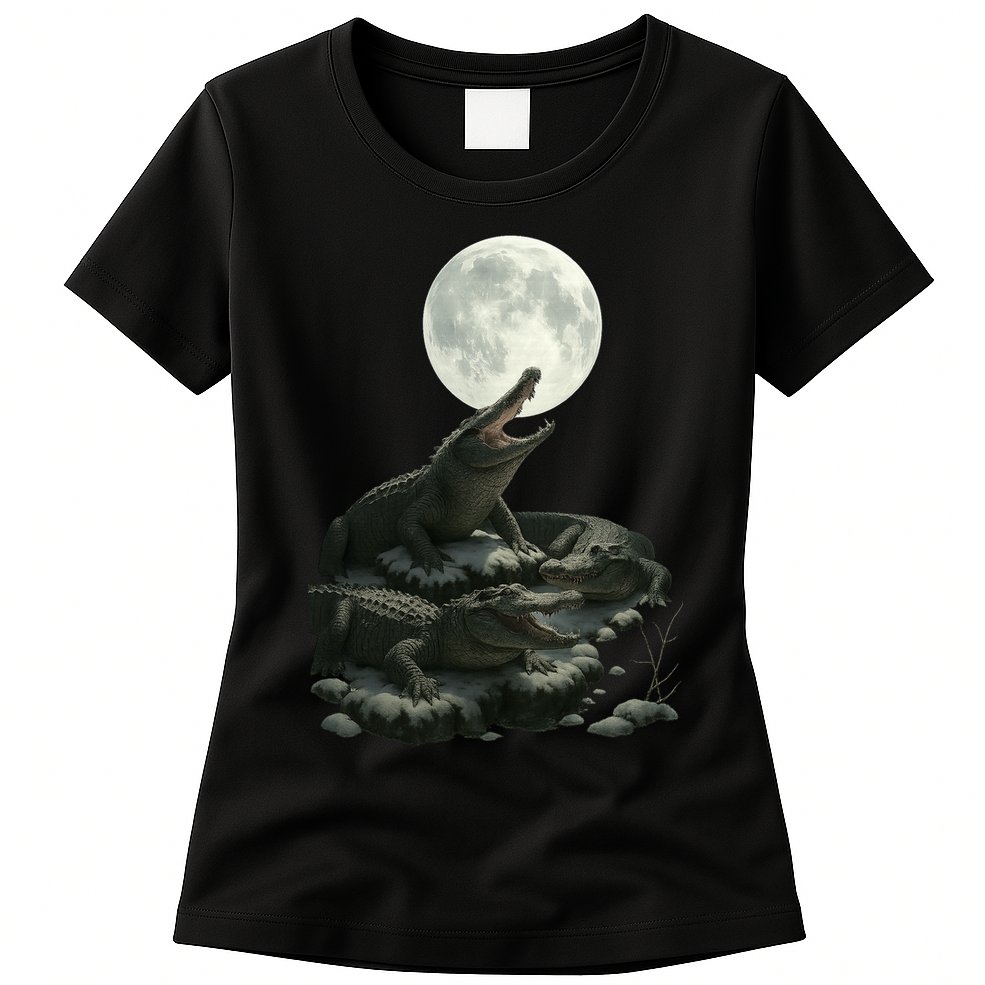 Three Alligator Moon Womens T-Shirt