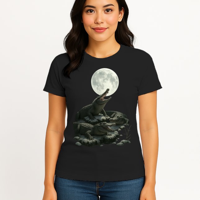 Three Alligator Moon Womens T-Shirt