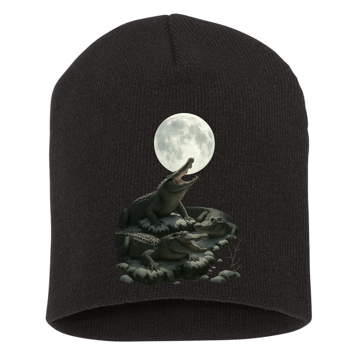 Three Alligator Moon Short Acrylic Beanie