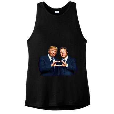 Trump And Musk One Heart Team Funny Ladies PosiCharge Tri-Blend Wicking Tank