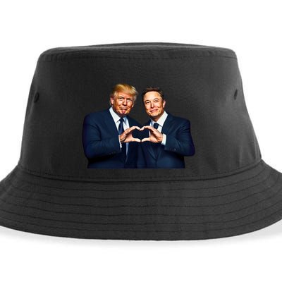 Trump And Musk One Heart Team Funny Sustainable Bucket Hat