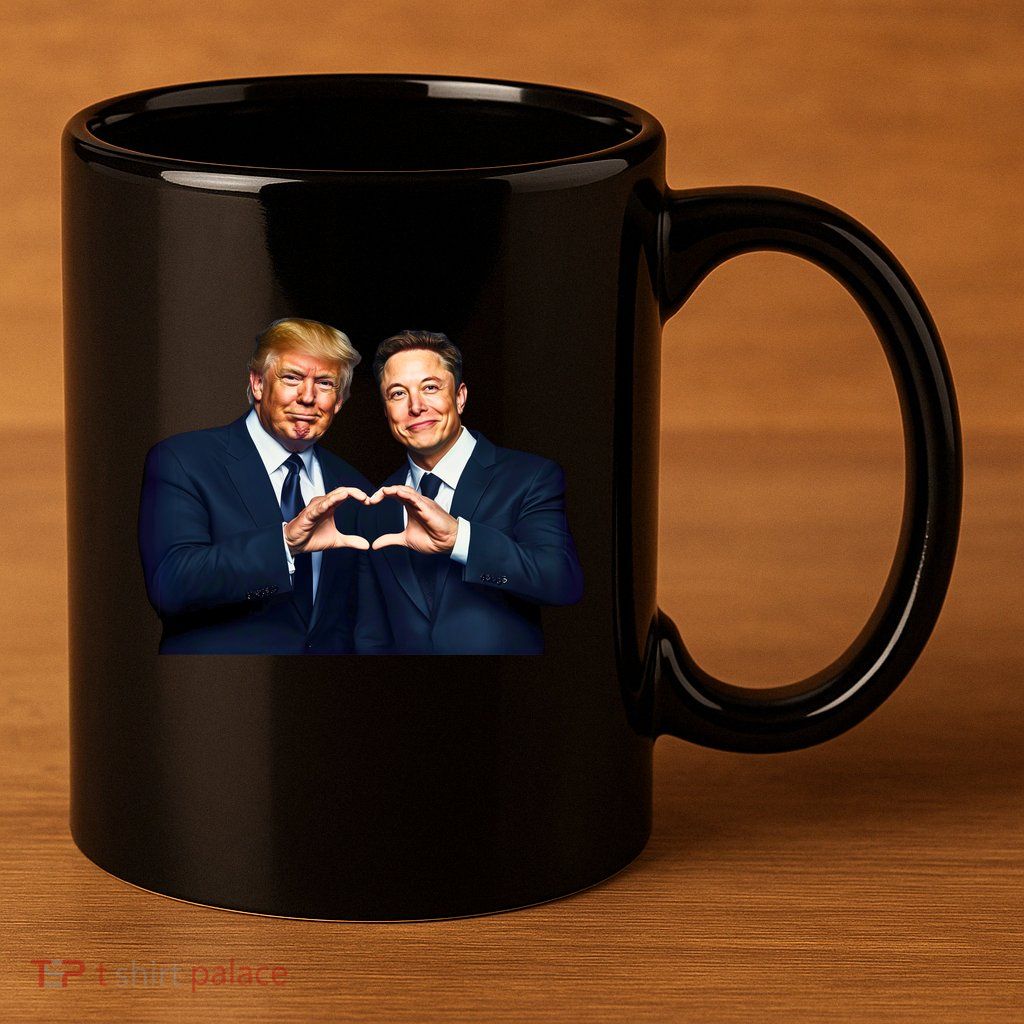Trump And Musk One Heart Team Funny 11oz C Handle Ceramic Mug