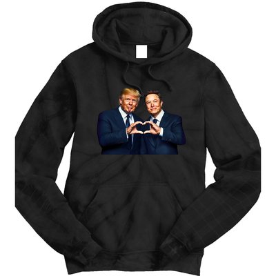 Trump And Musk One Heart Team Funny Tie Dye Hoodie