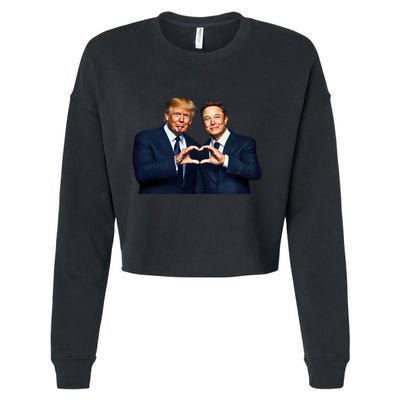 Trump And Musk One Heart Team Funny Cropped Pullover Crew