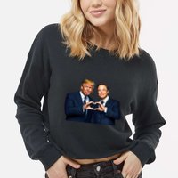 Trump And Musk One Heart Team Funny Cropped Pullover Crew