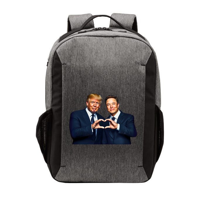 Trump And Musk One Heart Team Funny Vector Backpack