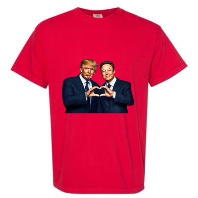 Trump And Musk One Heart Team Funny Garment-Dyed Heavyweight T-Shirt