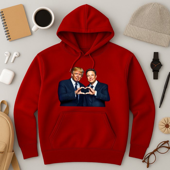 Trump And Musk One Heart Team Funny Hoodie