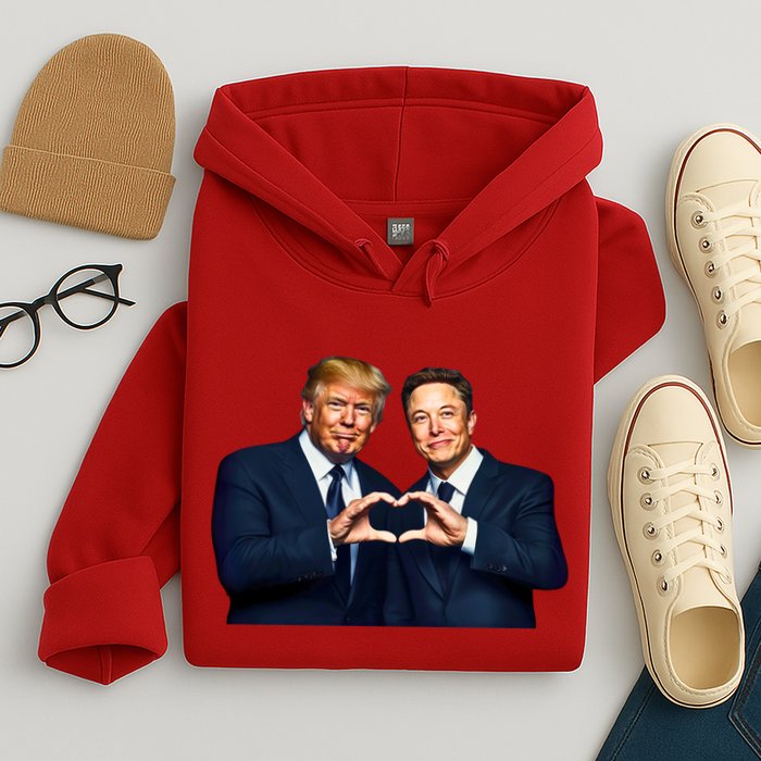 Trump And Musk One Heart Team Funny Hoodie