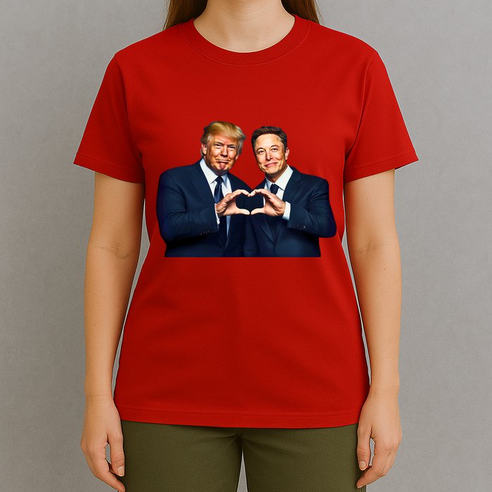Trump And Musk One Heart Team Funny T-Shirt