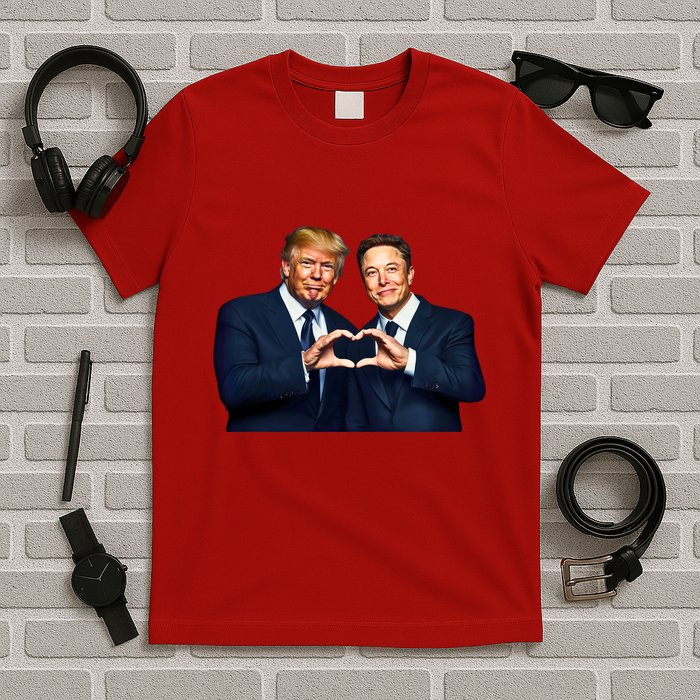Trump And Musk One Heart Team Funny T-Shirt