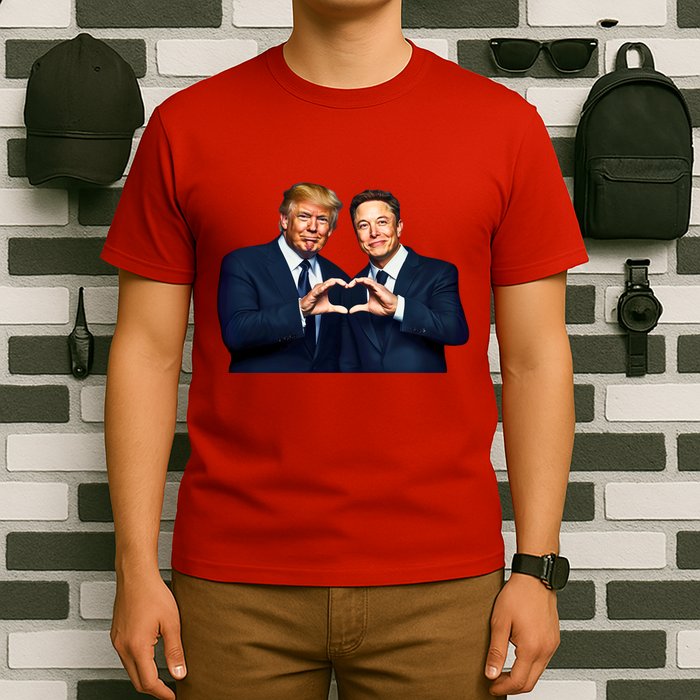 Trump And Musk One Heart Team Funny T-Shirt
