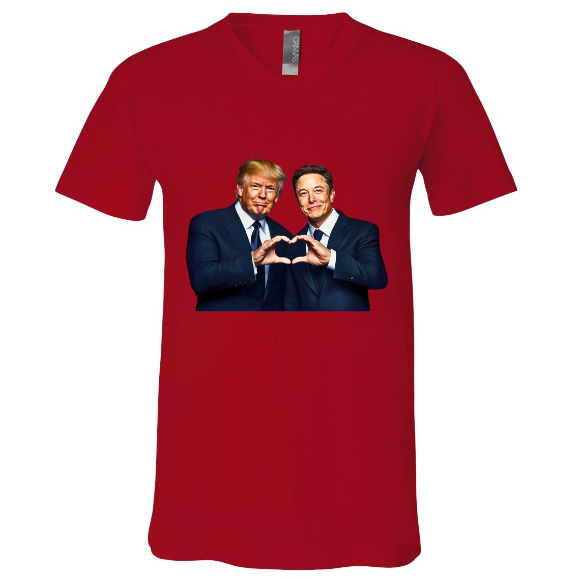 Trump And Musk One Heart Team Funny V-Neck T-Shirt