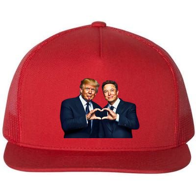 Trump And Musk One Heart Team Funny Flatbill Hat