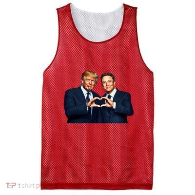 Trump And Musk One Heart Team Funny Mesh Reversible Basketball Jersey Tank