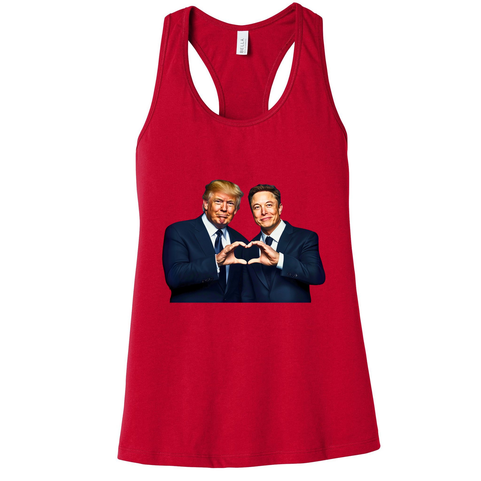 Trump And Musk One Heart Team Funny Womens Tank Top