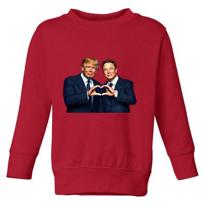 Trump And Musk One Heart Team Funny Toddler Sweatshirt