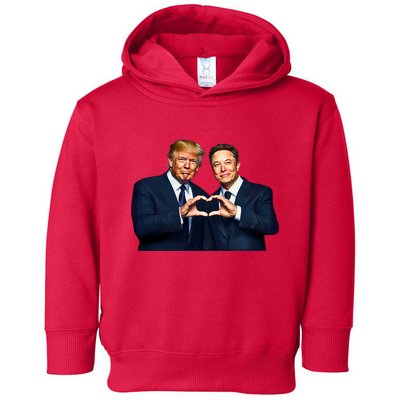 Trump And Musk One Heart Team Funny Toddler Hoodie