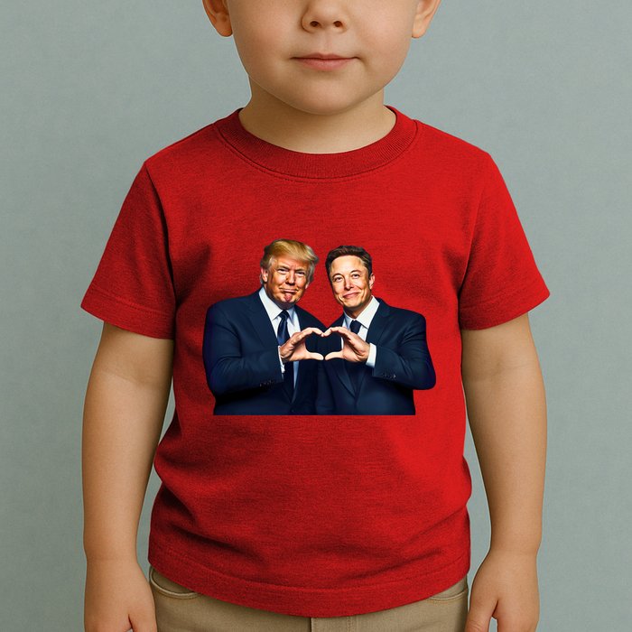 Trump And Musk One Heart Team Funny Toddler T-Shirt
