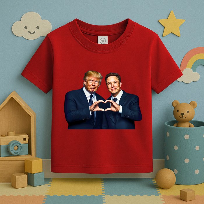 Trump And Musk One Heart Team Funny Toddler T-Shirt