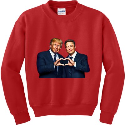 Trump And Musk One Heart Team Funny Kids Sweatshirt