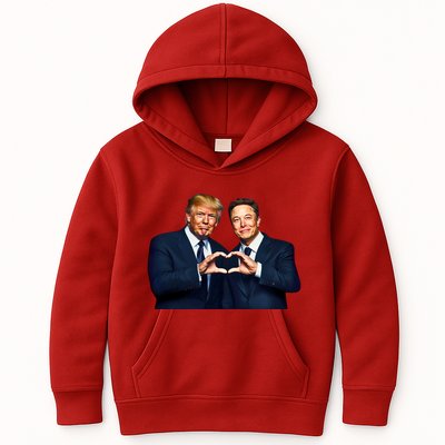 Trump And Musk One Heart Team Funny Kids Hoodie