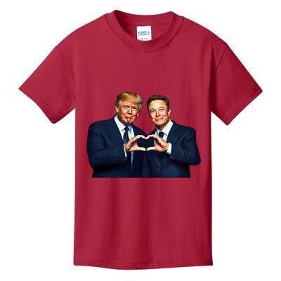 Trump And Musk One Heart Team Funny Kids T-Shirt
