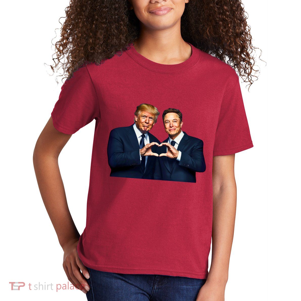 Trump And Musk One Heart Team Funny Kids T-Shirt