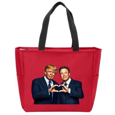 Trump And Musk One Heart Team Funny Zip Tote Bag