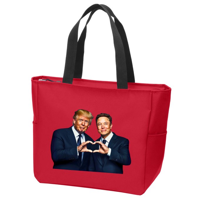 Trump And Musk One Heart Team Funny Zip Tote Bag