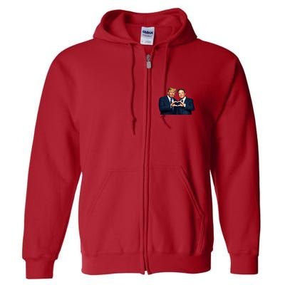 Trump And Musk One Heart Team Funny Full Zip Hoodie
