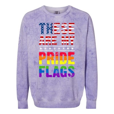 These Are My Pride Flags Us Flag Lgbt Pride Gift Colorblast Crewneck Sweatshirt