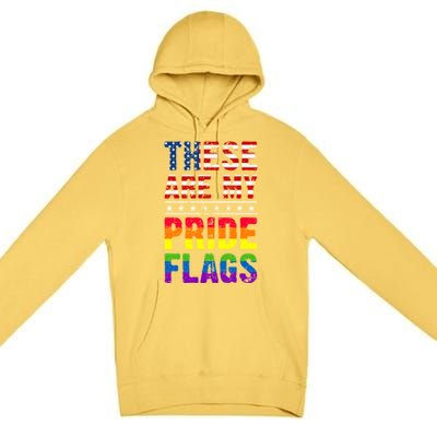 These Are My Pride Flags Us Flag Lgbt Pride Gift Premium Pullover Hoodie