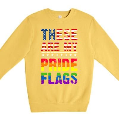 These Are My Pride Flags Us Flag Lgbt Pride Gift Premium Crewneck Sweatshirt