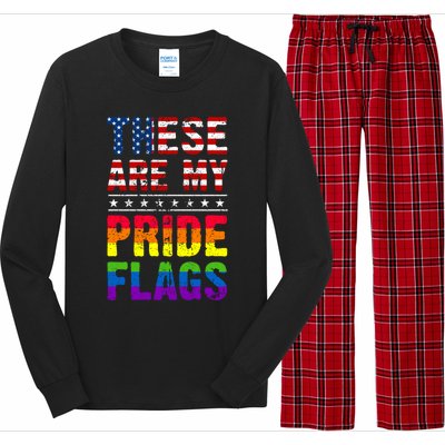 These Are My Pride Flags Us Flag Lgbt Pride Gift Long Sleeve Pajama Set