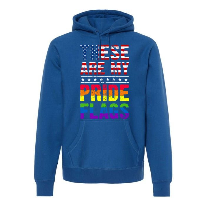 These Are My Pride Flags Us Flag Lgbt Pride Gift Premium Hoodie