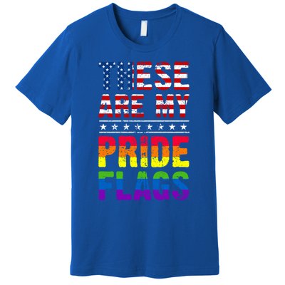 These Are My Pride Flags Us Flag Lgbt Pride Gift Premium T-Shirt