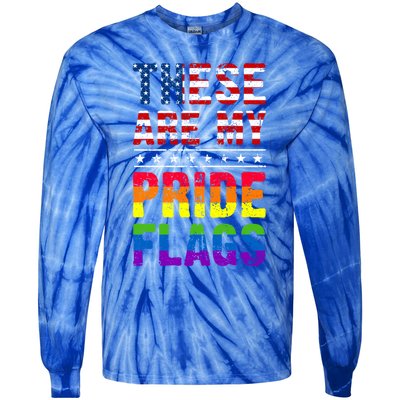 These Are My Pride Flags Us Flag Lgbt Pride Gift Tie-Dye Long Sleeve Shirt