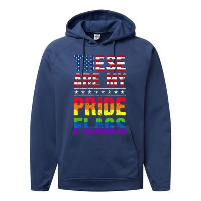 These Are My Pride Flags Us Flag Lgbt Pride Gift Performance Fleece Hoodie