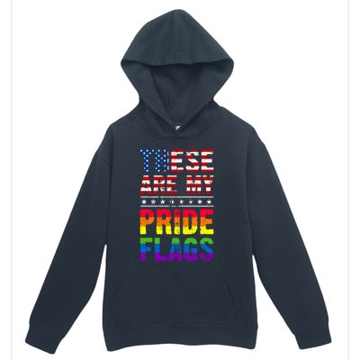 These Are My Pride Flags Us Flag Lgbt Pride Gift Urban Pullover Hoodie